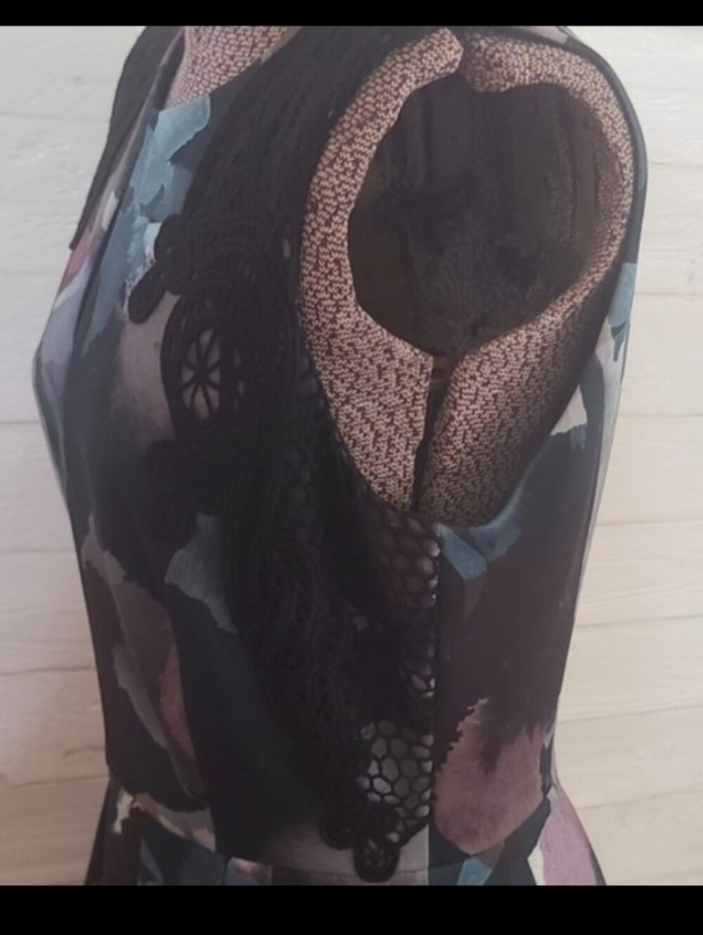 Antonio Melani Sleeveless Fit & Flare Edgy Gothic Floral Lace Midi Dress Size 6 - Picture 3 of 6
